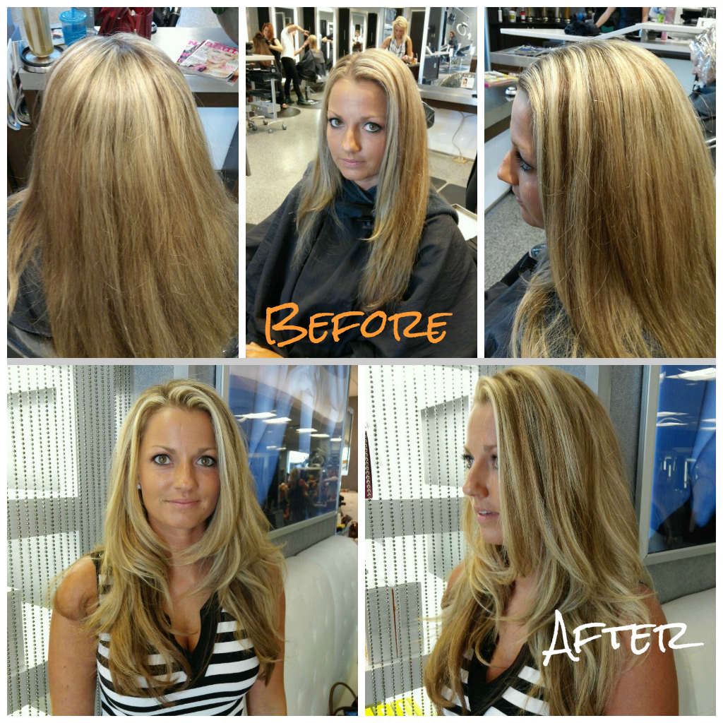 Before and After Balayage, Salon Visage